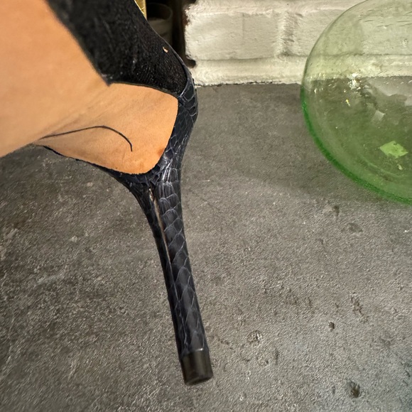 BCBGMaxAzria Vera Cuoio Leather Navy Leather Snakeskin Print/Lace Bootie… - Picture 7 of 11